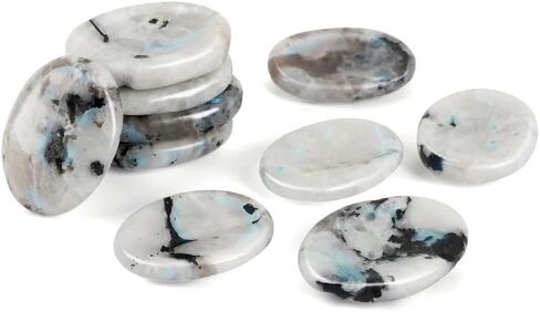 1.5-2" Rainbow Moonstone Large Oval Stones and Healing Crystals Natural Labradorite Rough Crystal Rocks for Tumbling Cabbing Polishing Fountain DIY Raw Stones Rocks Decoration in Saudi Arabia