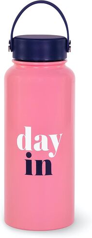 Kate Spade New York Large Insulated Stainless Steel Water Bottle, 33 Ounce Metal Water Bottle, Double Wall Travel Tumbler with Lid (Sunny Day Stripe) in Saudi Arabia