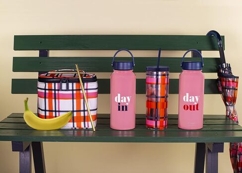 Kate Spade New York Large Insulated Stainless Steel Water Bottle, 33 Ounce Metal Water Bottle, Double Wall Travel Tumbler with Lid (Sunny Day Stripe) in Saudi Arabia