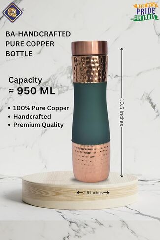 BA Antique Style Embossed Pure Copper Water Bottle for Drinking Handcrafted Ayurvedic Copper Water Bottle Stylish Trendy Copper Bottle Water Vessel 950ml,32 OZ in Saudi Arabia