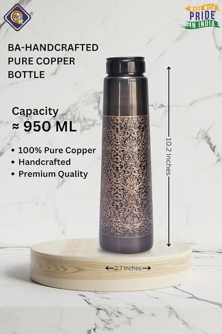 BA Antique Style Embossed Pure Copper Water Bottle for Drinking Handcrafted Ayurvedic Copper Water Bottle Stylish Trendy Copper Bottle Water Vessel 950ml,32 OZ in Saudi Arabia