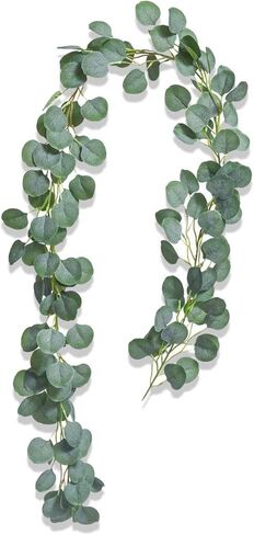 AIOR Eucalyptus Leaves 6.5FT Artificial Vines Eucalyptus Leaves Garland Greenery Garlands Silk Eucalyptus Leaves fake vines Wedding Backdrop Arch Wall Party Table Decor Apartment Room Decor in Saudi Arabia