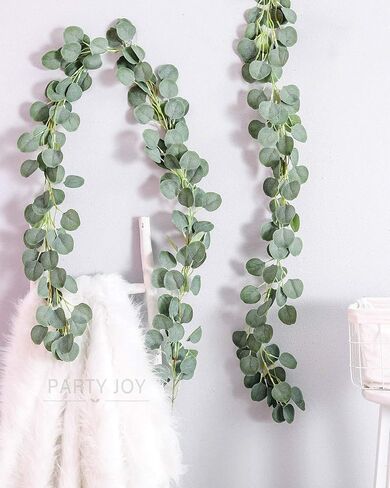 AIOR Eucalyptus Leaves 6.5FT Artificial Vines Eucalyptus Leaves Garland Greenery Garlands Silk Eucalyptus Leaves fake vines Wedding Backdrop Arch Wall Party Table Decor Apartment Room Decor in Saudi Arabia