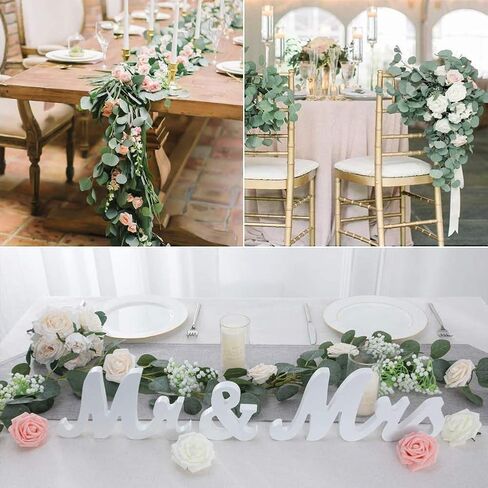 AIOR Eucalyptus Leaves 6.5FT Artificial Vines Eucalyptus Leaves Garland Greenery Garlands Silk Eucalyptus Leaves fake vines Wedding Backdrop Arch Wall Party Table Decor Apartment Room Decor in Saudi Arabia