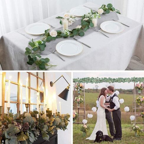 AIOR Eucalyptus Leaves 6.5FT Artificial Vines Eucalyptus Leaves Garland Greenery Garlands Silk Eucalyptus Leaves fake vines Wedding Backdrop Arch Wall Party Table Decor Apartment Room Decor in Saudi Arabia
