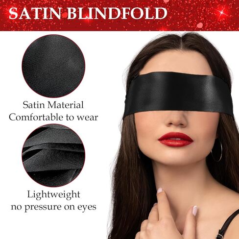 3 Pcs Satin Eye Mask, Adjustable Satin Blindfold Soft Satin Eye Covers Silk Blind Folds for Adult Play, Blindfold and Hand Ties for Travel Nap Meditation in Saudi Arabia
