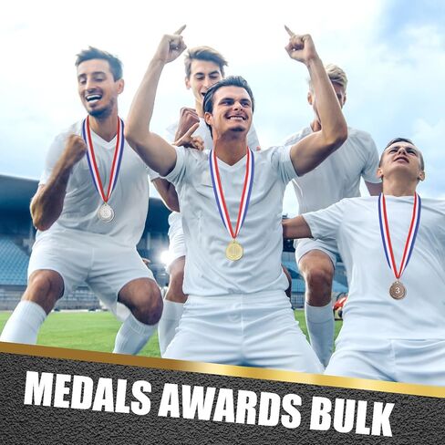 60 قطعة من ميداليات الجوائز الذهبية والفضية والبرونزية مع شريط للرقبة، ميداليات للجوائز، ميداليات الجائزة الأولى والثانية للأطفال والكبار، هدايا الحفلات المسابقات، 2 بوصة (60) in Kuwait
