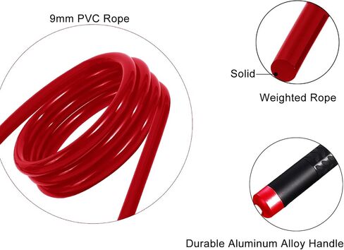 Weighted Jump Rope for Women,Men,Heavy Jump Rope with Adjustable Bold PVC Rope,Ball Bearing Aluminum Handle,Great for Crossfit Training, Boxing, and MMA Workouts in Saudi Arabia