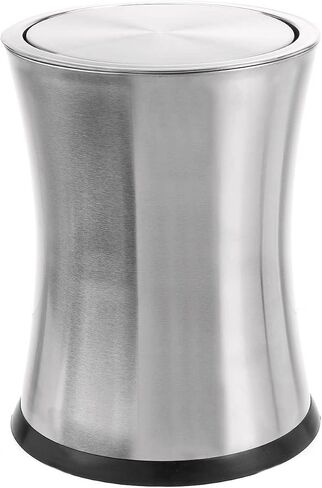 Bennett Swivel-A-Lid Small Trash Can, Stainless Steel Attractive 'Center-Inset' Designed Wastebasket, Modern Home Décor, Round Shape (Silver) in Saudi Arabia