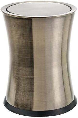 Bennett Swivel-A-Lid Small Trash Can, Stainless Steel Attractive 'Center-Inset' Designed Wastebasket, Modern Home Décor, Round Shape (Silver) in Saudi Arabia