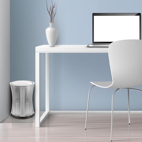 Bennett Swivel-A-Lid Small Trash Can, Stainless Steel Attractive 'Center-Inset' Designed Wastebasket, Modern Home Décor, Round Shape (Silver) in Saudi Arabia