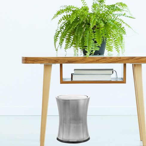 Bennett Swivel-A-Lid Small Trash Can, Stainless Steel Attractive 'Center-Inset' Designed Wastebasket, Modern Home Décor, Round Shape (Silver) in Saudi Arabia