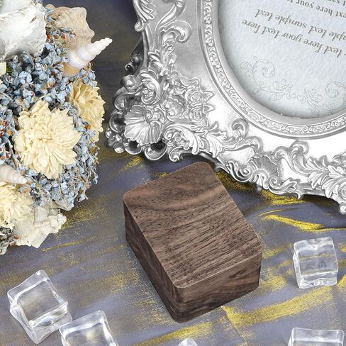 Wooden Ring Box 3 Slots, Walnut Velvet Ring Case, Travel Square Jewelry Storage Box Organizer, Suitable for Wedding, Engagement in Kuwait