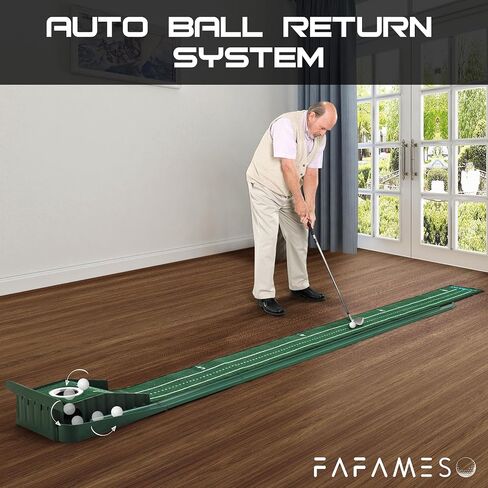 Golf Putting Mat for Indoor, Putting Green Training Equipment with Ball Return, Mini Golf Practice Training Aid for Home and Office, Golf Gifts for Golf Lovers in Saudi Arabia