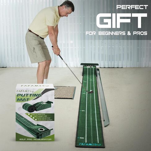 Golf Putting Mat for Indoor, Putting Green Training Equipment with Ball Return, Mini Golf Practice Training Aid for Home and Office, Golf Gifts for Golf Lovers in Saudi Arabia