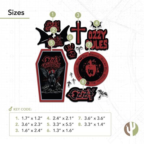 Desert Cactus Ozzy Osbourne Sticker Sheet Vinyl Decal Laptop Water Bottle Car Scrapbook (Type 2 V8) in Saudi Arabia