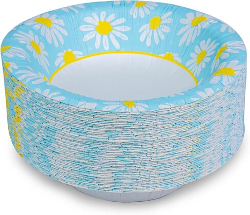 Glad Everyday Disposable Paper Bowls with Lovely Daisies Design| Cut-Resistant, Microwavable Paper Bowls for All Foods & Daily Use | 12 oz, 50 Count in Saudi Arabia
