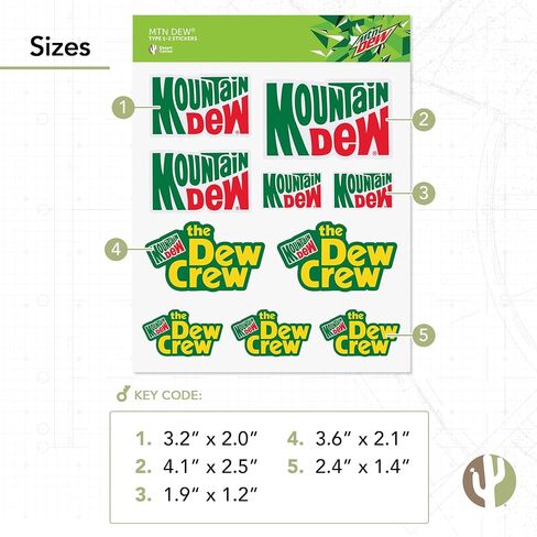 ملصق صبار الصحراء ماونتن ديو Mt Dew ملصق من الفينيل لزجاجة مياه الكمبيوتر المحمول وسجل قصاصات السيارة (النوع 1-2) in Saudi Arabia