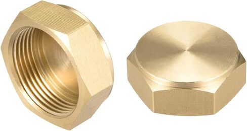 uxcell M26x1.5 Pipe Fitting Cap, Brass Hex Female Thread Hose Connector, for Garden and Outdoor Water Pipes Nozzle Joints, 2Pcs in Saudi Arabia