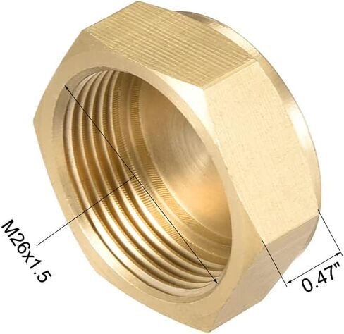 uxcell M26x1.5 Pipe Fitting Cap, Brass Hex Female Thread Hose Connector, for Garden and Outdoor Water Pipes Nozzle Joints, 2Pcs in Saudi Arabia