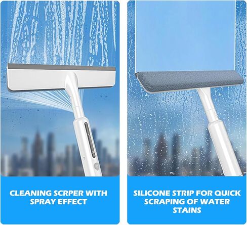 Spray Window Squeegee, 3-in-1 Professional Squeegee with Telescopic Extension Pole up to 59", Home Cleaner Tools for Windows, Bathrooms, Mirrors in Saudi Arabia