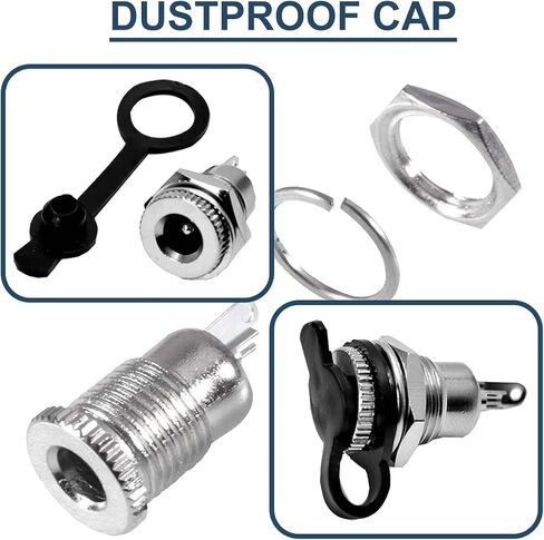 10 قطع 5.5 × 2.1 ملم تيار مستمر مقبس الطاقة 30 فولت 5 أمبير DC-099 أنثى لوحة جبل موصل محول للمعدات الإلكترونية مع 10 قطع غطاء مقاوم للماء، 10 قطع 5.5 × 2.1 ملم تيار مستمر ذكر التوصيل in Saudi Arabia