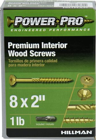 Power Pro 48581 Wood Screws, #8 x 2 Premium, Star Drive Indoor Cabinet Screws, Gold Yellow Zinc, 1lb Box in Saudi Arabia