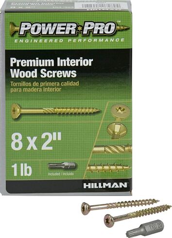 Power Pro 48581 Wood Screws, #8 x 2 Premium, Star Drive Indoor Cabinet Screws, Gold Yellow Zinc, 1lb Box in Saudi Arabia