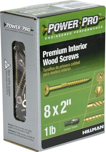 Power Pro 48581 Wood Screws, #8 x 2 Premium, Star Drive Indoor Cabinet Screws, Gold Yellow Zinc, 1lb Box in Saudi Arabia