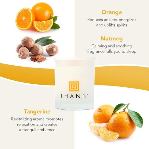 شموع معطرة من ثان للمنزل، هدايا شموع عطرية للنساء والرجال، هدايا رائعة لتدفئة المنزل، مزيج من زيوت البرتقال واليوسفي وجوزة الطيب للطاقة والفرح (30 ساعة وقت الحرق، 6.7 أونصة) in Saudi Arabia