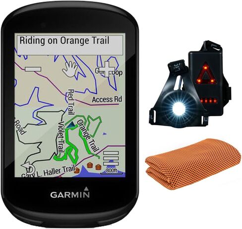 Garmin 010-02061-00 Edge 830 GPS Cycling Computer Bundle with Workout Cooling Sport Towel and Deco Essentials Wearable Commuter Front and Rear Safety Light in Saudi Arabia