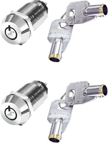 SECO-LARM SS-095-1H1 High Security Tubular Key Lock Switch, Used for Momentary Alarm Arm/Disarm, Momentary ON/shunt Off 2 Terminals, SPST; Maintained Off, Springs Back from ON, Key Removable from Off in Kuwait