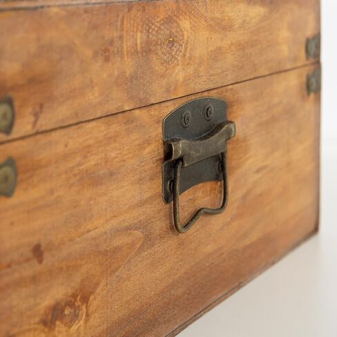 Soul & Lane Benjamin Wood Decorative Suitcase Storage Boxes with Hinged Lids, Vintage Keepsake Memory Trunks - Set of 2, Antique Luggage Set, Wooden Nesting Treasure Chests in Saudi Arabia