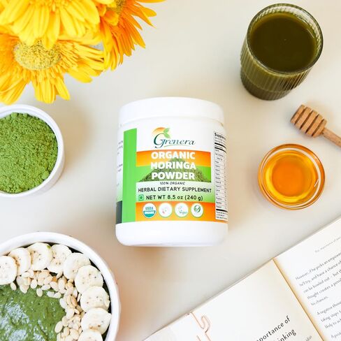 Grenera Organic Moringa Powder - 2.2 lbs (35.2 oz) | Moringa Oleifera Leaf Powder Lab Tested for Purity | Moringa Powder Organic Perfect for Smoothies, Drinks, Tea & Recipes | 100% Raw from India in Saudi Arabia