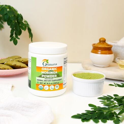 Grenera Organic Moringa Powder - 2.2 lbs (35.2 oz) | Moringa Oleifera Leaf Powder Lab Tested for Purity | Moringa Powder Organic Perfect for Smoothies, Drinks, Tea & Recipes | 100% Raw from India in Saudi Arabia