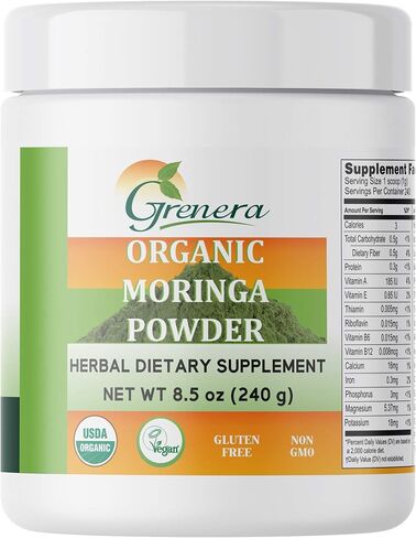 Grenera Organic Moringa Powder - 2.2 lbs (35.2 oz) | Moringa Oleifera Leaf Powder Lab Tested for Purity | Moringa Powder Organic Perfect for Smoothies, Drinks, Tea & Recipes | 100% Raw from India in Saudi Arabia