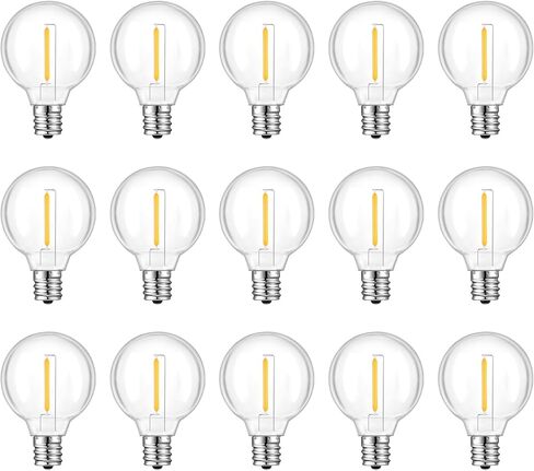 15 حزمة من مصابيح الإضاءة البديلة LED S14 القابلة للتعتيم، مصابيح إديسون مقاومة للماء بقدرة 1 وات لأضواء سلسلة حديقة الفناء في الهواء الطلق، قاعدة لولبية متوسطة عادية E26، 2200 ك أبيض دافئ in Kuwait