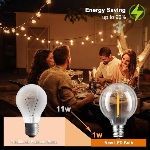 15 حزمة من مصابيح الإضاءة البديلة LED S14 القابلة للتعتيم، مصابيح إديسون مقاومة للماء بقدرة 1 وات لأضواء سلسلة حديقة الفناء في الهواء الطلق، قاعدة لولبية متوسطة عادية E26، 2200 ك أبيض دافئ in Kuwait