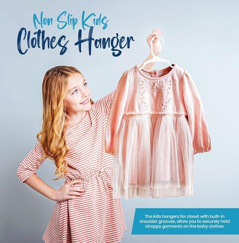 Utopia Home 20 Pack Kids Hangers - 11.5 Inch Plastic Baby Hangers for Closet - Childrens Hangers for Clothes & Infant Hangers for Closet - Ideal for Everyday Standard Use (Baby Pink) in Saudi Arabia
