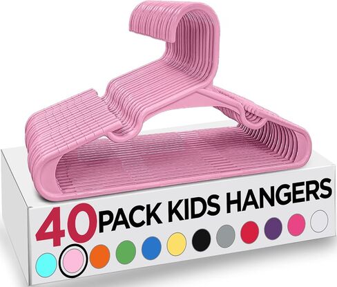 Utopia Home 20 Pack Kids Hangers - 11.5 Inch Plastic Baby Hangers for Closet - Childrens Hangers for Clothes & Infant Hangers for Closet - Ideal for Everyday Standard Use (Baby Pink) in Saudi Arabia