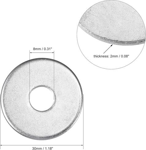 uxcell 10mm x 25mm x 2mm Zinc Plated Carbon Steel Flat Washer for Screw Bolt 50Pcs in Saudi Arabia