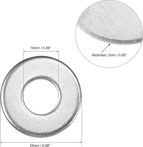 uxcell 10mm x 25mm x 2mm Zinc Plated Carbon Steel Flat Washer for Screw Bolt 50Pcs in Saudi Arabia