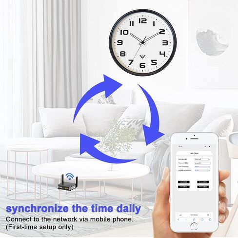 OCEST Wall Clock 12Inch - Analog Wi-Fi Wall Clock - Sets Automatically - Easy to Read - Silent Battery Operated Wall Clock for living room Bedroom Office Kitchen in Saudi Arabia