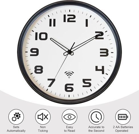 OCEST Wall Clock 12Inch - Analog Wi-Fi Wall Clock - Sets Automatically - Easy to Read - Silent Battery Operated Wall Clock for living room Bedroom Office Kitchen in Saudi Arabia