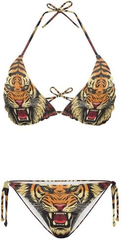 Women's Swimsuit Halter Knotted Triangle Bikini Novelty Tiger Spaghetti Strap Bathing Suits Sexy String Beachwear in Saudi Arabia