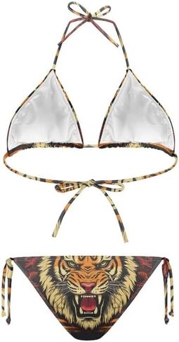Women's Swimsuit Halter Knotted Triangle Bikini Novelty Tiger Spaghetti Strap Bathing Suits Sexy String Beachwear in Saudi Arabia