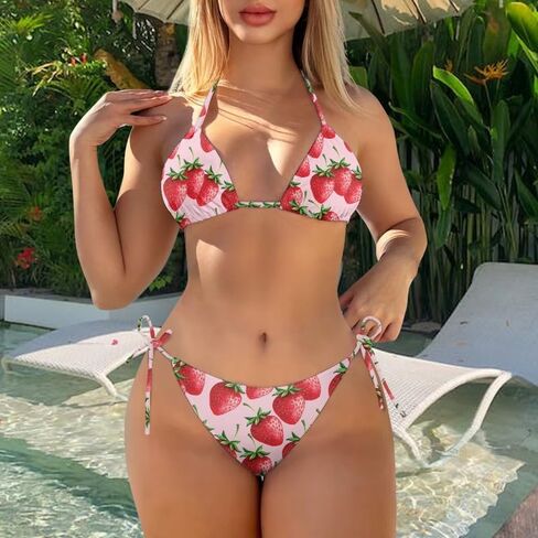 Women's Swimsuit Halter Knotted Triangle Bikini Novelty Tiger Spaghetti Strap Bathing Suits Sexy String Beachwear in Saudi Arabia