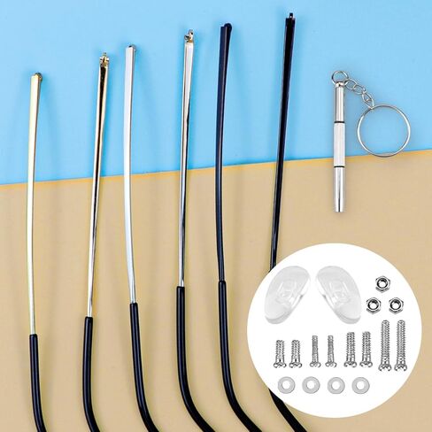 زوج واحد من أذرع استبدال النظارات المعدنية، استبدال ذراع أرجل النظارات العالمية - أرجل أذرع النظارات، براغي، غسالات لولبية، هيكل بديل للنظارات المعدنية لإصلاح النظارات in Kuwait