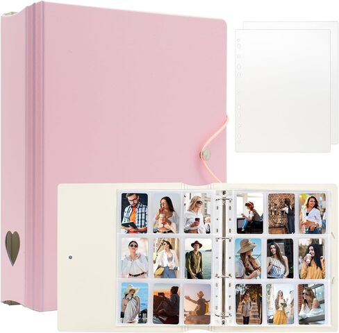 مجلد بطاقات الصور A4 Kpop مع 25 صفحة 9 جيب، كتاب حامل بطاقات الصور Kpop مقاس 2 × 3 بوصة، ألبوم صور لفيلم صور Fujifilm Instax Mini Camera Polaroid (وردي) in Kuwait