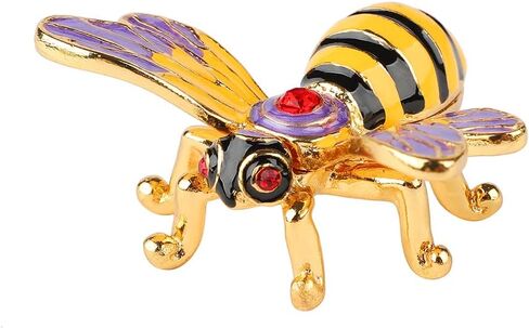 Mini Cute Bee Trinket Boxes Hinged Hand-Painted Enameled Animals Figurine Ornaments Craft Gift for Home Decor, Yellow in Saudi Arabia